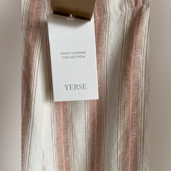 NWT Yerse linen striped wide leg pants high waisted size M trousers - Picture 6 of 16